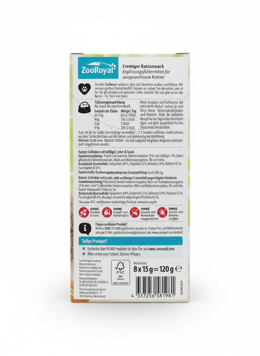 ZooRoyal Creamy Cat Snack with poultry,liver,salmon 120g.