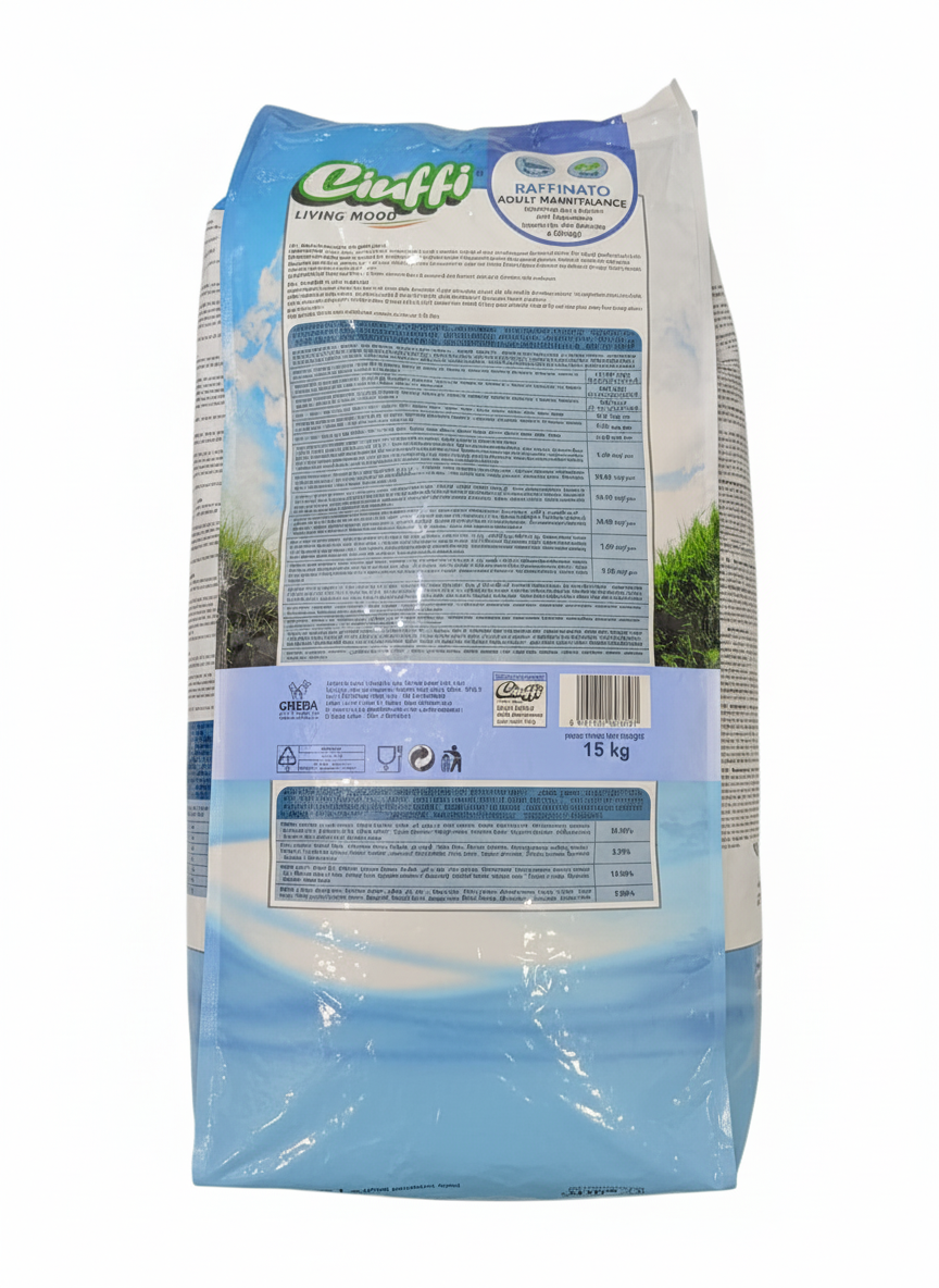 Ciuffi Dry Food with Salmon and Vegetables for Adult Cats 15 kg.