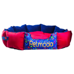 Pink and blue pet bed with 'Petmoda' branding on a white background