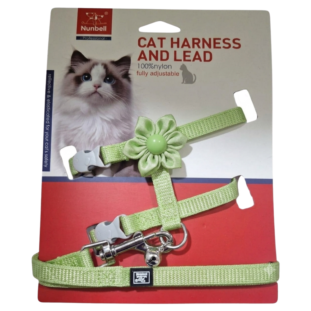 Nunbell Cat Flower Harness & Leash Petfast.shop Nunbell Cat leash & Coller & Harness Supplies petfast.shop Egypt PNU6058S Green 250.00