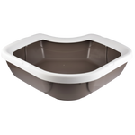 Hexagonal pet litter box with white rim on a white background