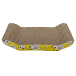 Cat scratcher with cartoon design on a white background