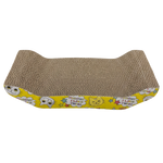 Cat scratcher with cartoon design on a white background