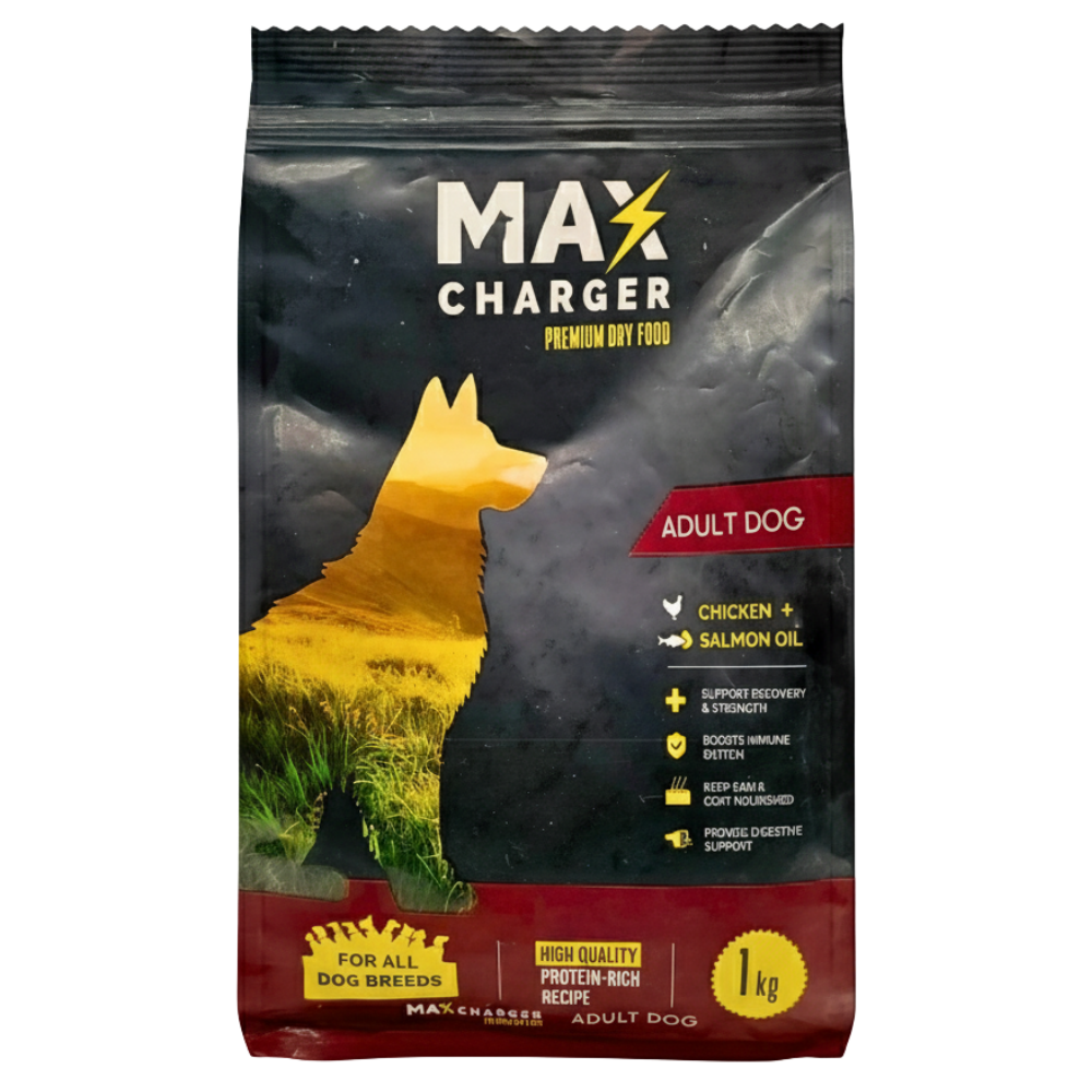 Max Charger Premium Dry Food Adult Dog Chicken & Salmon Oil 1kg.