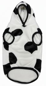 Cow print pet coat on a white background