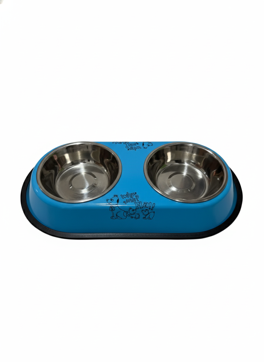 Stainless Steel Double Small Dog and Cat Food Bowl 30CM