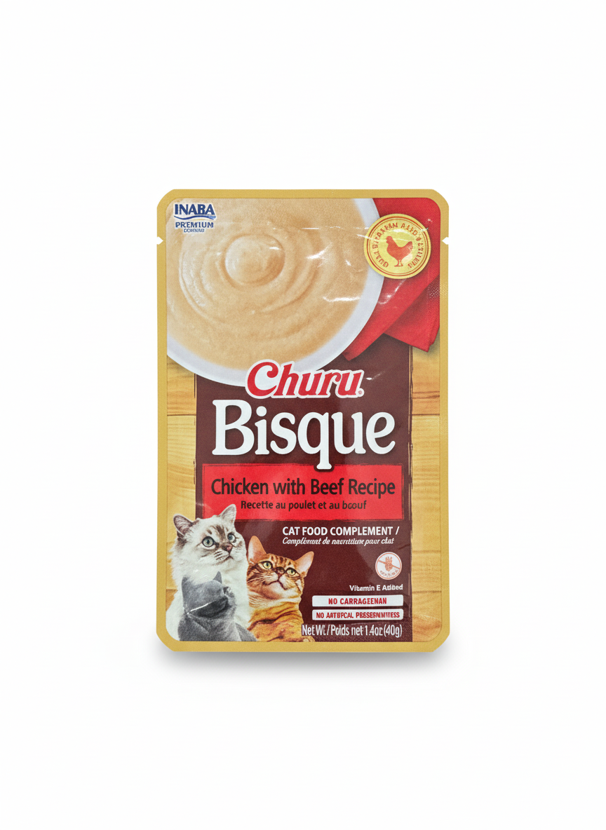 Churu Bisque chicken with beef recipe for cats 40g.