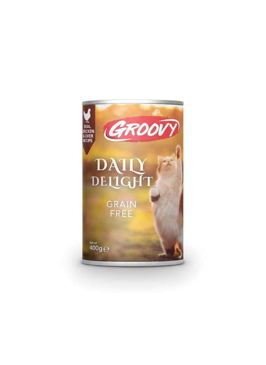 Groovy Wet Food For Cats Daily delight chicken & liver 400g.