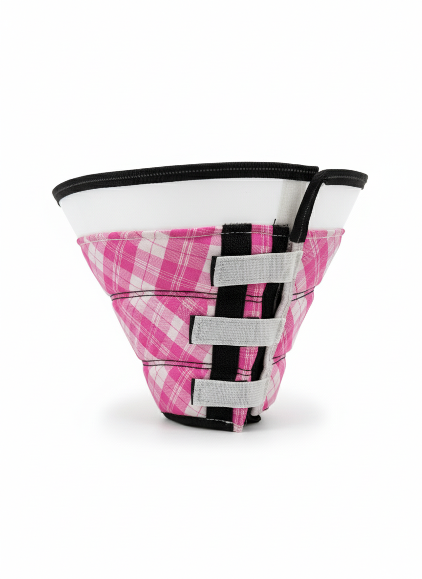 INKZOO Dog Cone Collar for After Surgery Soft Pet Recovery Pink size M.