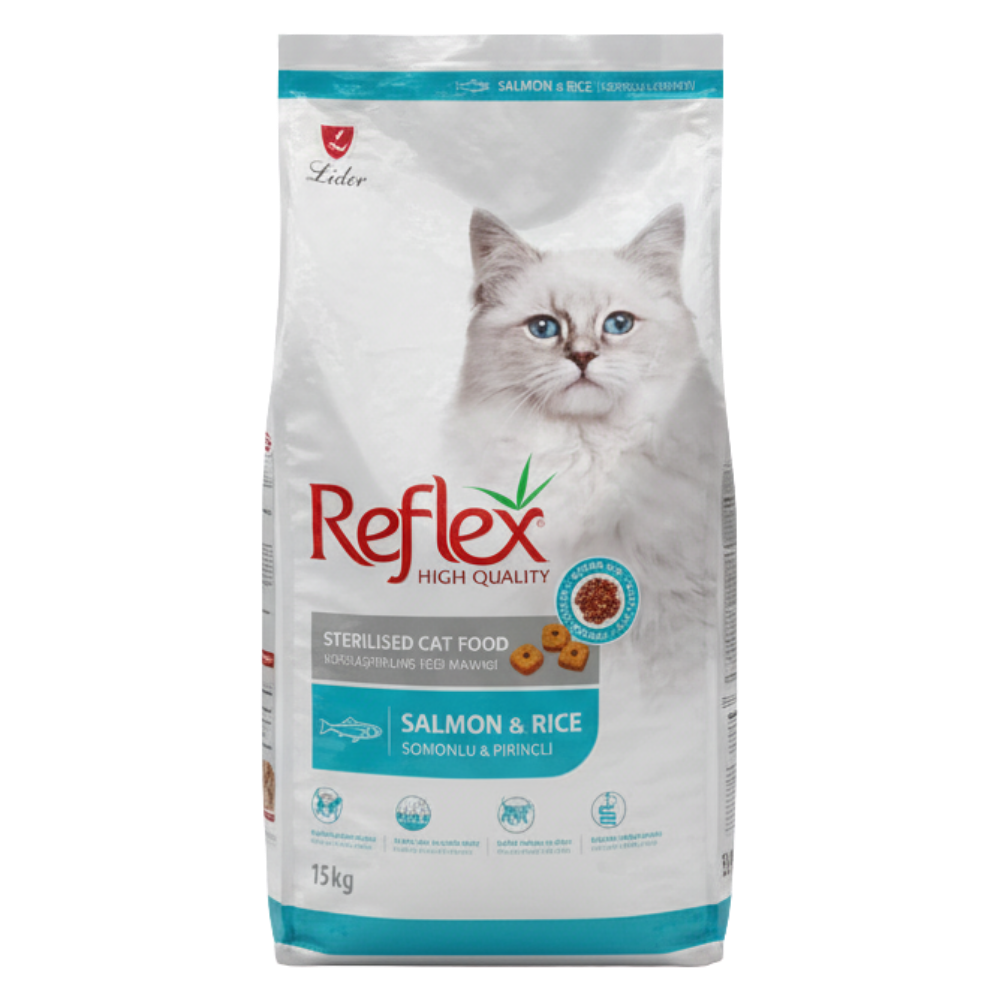 Reflex Adult Cat With Salmon Sterilised & Rice 15kg.