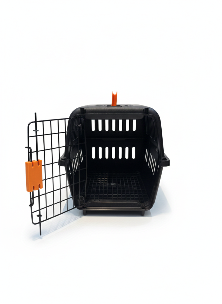 Naomi Pet Crate Black - With Bowl and Plastic Pad 45.5*31*30.5cm.