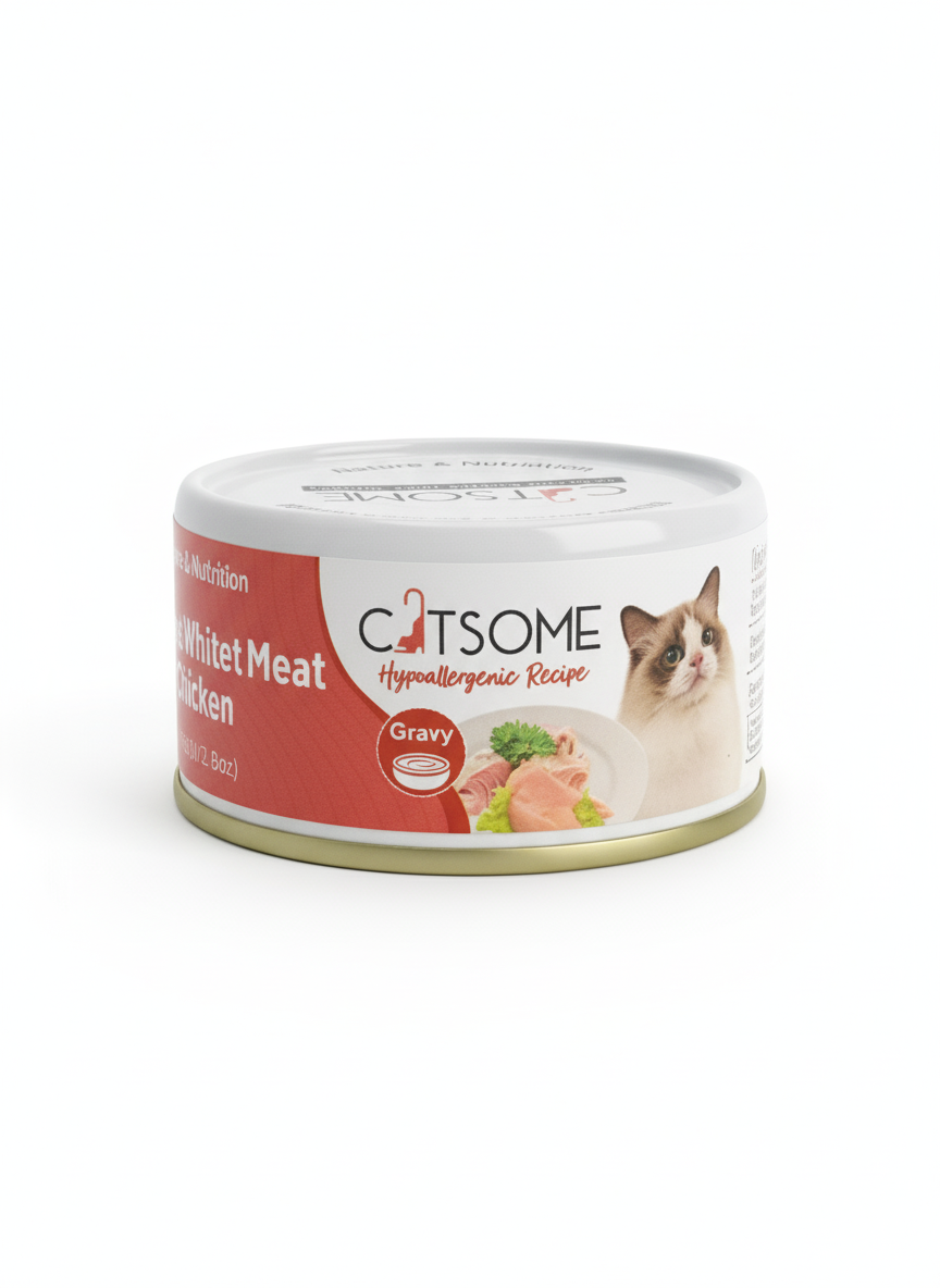 Catsome Grain Free Tuna White Meat & Chicken Cat Canned Food Gravy 80g.