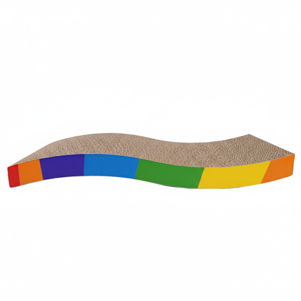 1pc Corrugated Cardboard Cat Scratching Post - Rainbow Color.