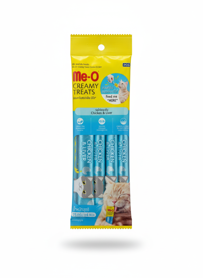 Me-o creamy treats chicken and liver for cats 4*15g.