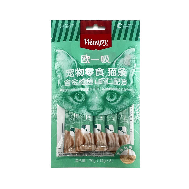 Wanpy Creamy Treat for Cats 70g - 5 peices - tuna & shrimp formula.