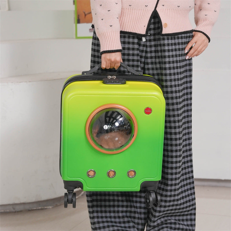 Dog Carrierswith Wheels and Handle up to 10 kg Flat tie Rod Green.