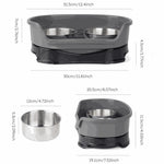 Pet feeding station with dimensions displayed