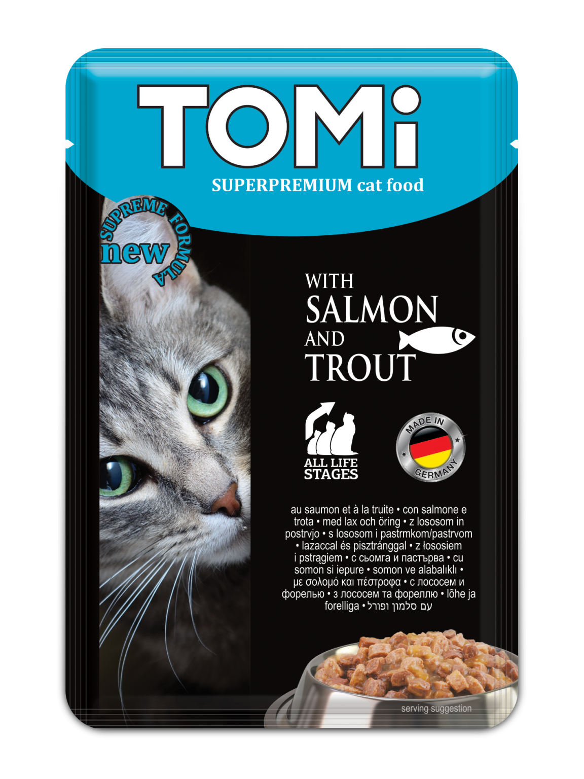 Tomi with Salmon & Trout Cat Wetfood (100G).