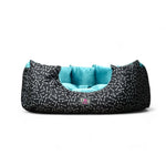 Petmoda Bone Pattern Medium Bed Black and Light Blue Plush for Dog 65*50.