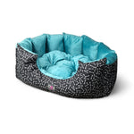 Petmoda Bone Pattern Medium Bed Black and Light Blue Plush for Dog 65*50.