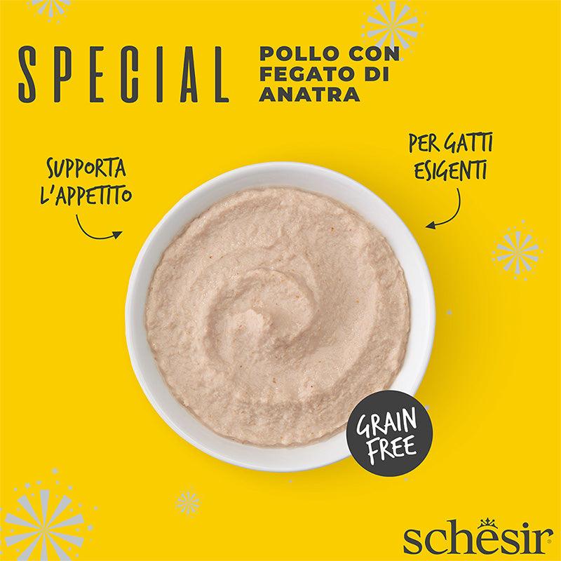 Schesir Exigent pollo con fegato di anatra in mousse 70g in busta.
