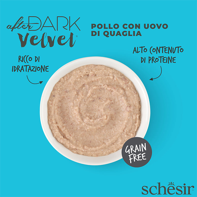 Schesir after dark Pollo con uovo di quaglia in mousse 80g in busta.