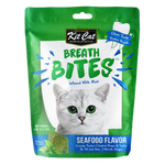 Green package of Kit Cat Breath Bites for cats on a white background