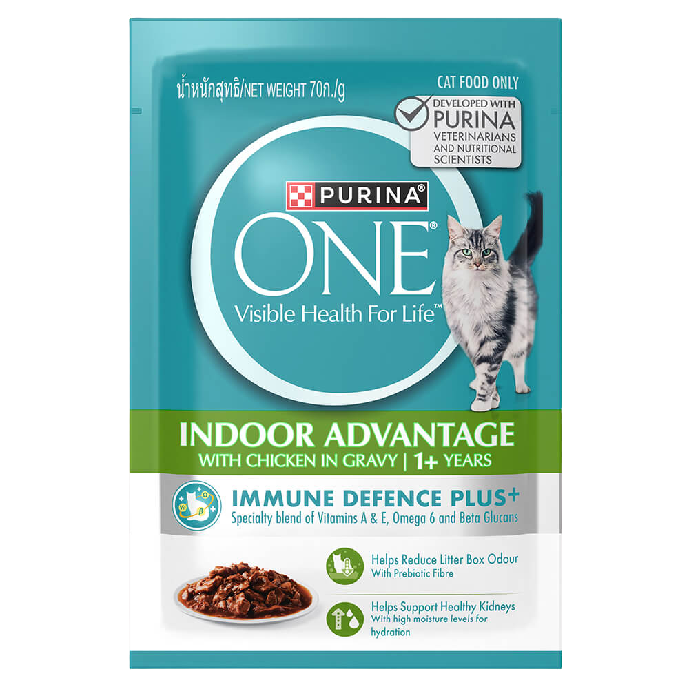 Purina One Indoor Advantage Chicken in Gravy Pouch Cat Food 70g Petfast.shop Purina Cat Food Wet Food petfast.shop Egypt 145.00