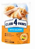 Package of Club 4 Paws cat food with a cat on the label