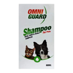 Omni Guard Shampoo for pets packaging with a cat and dog illustration on a white background