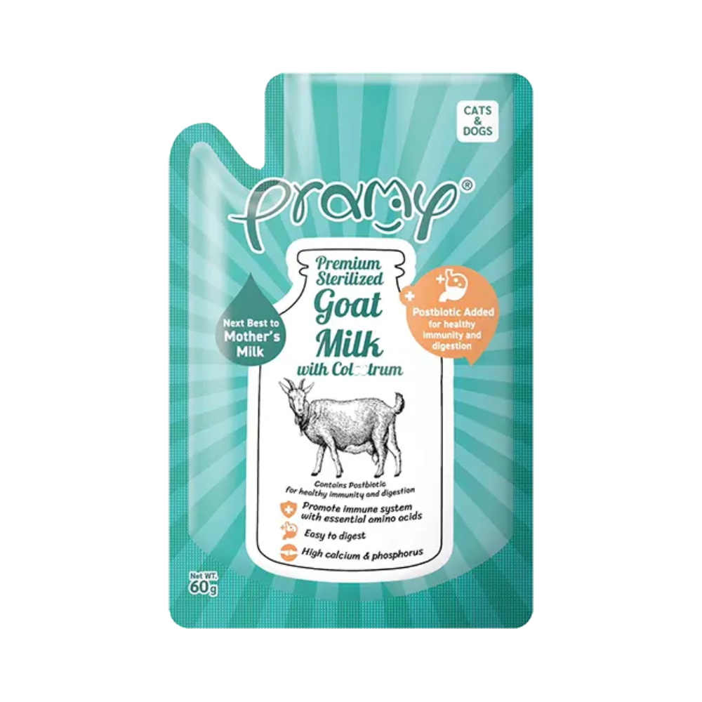 Pramy Sterilized Goat Milk with Colostrum + Postbiotic Added for Healthy 60g Petfast.shop Pramy Cat Dog Exclusive Skin & Coat Care Wet Food petfast.shop EgyptDefault Title 180.00