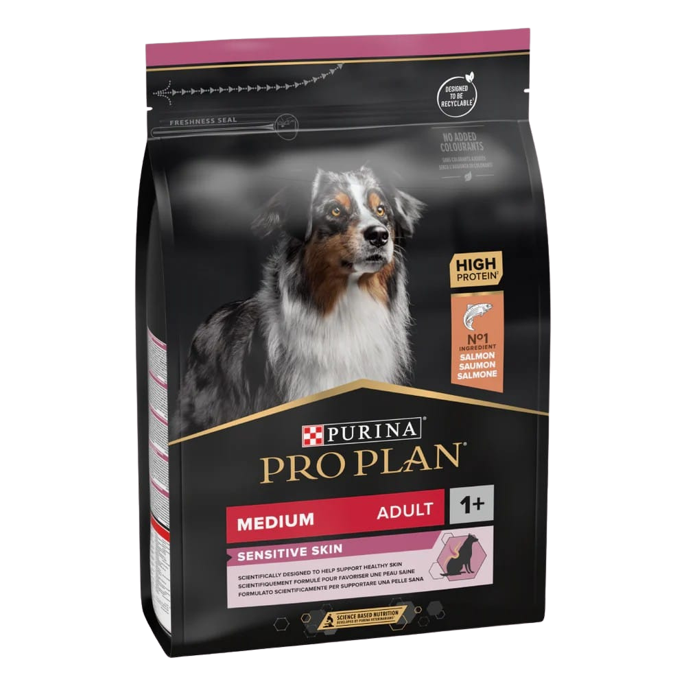 Pro Plan Medium Adult Sensitive Skin with Optiderma Rich in Salmon 3kg.