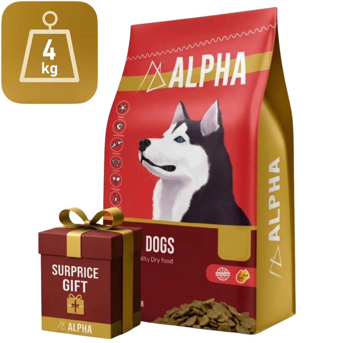 Alpha Dry Food Dog with Chicken + Surprise Gift Petfast.shop Alpha Dog Dry Food Egypt Brand Exclude Food petfast.shop Egypt PAL0013S-3 4 Kg 380.00