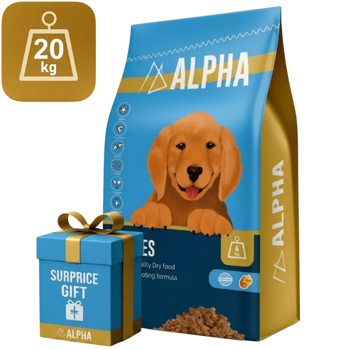 Alpha Dry Food Beef Flavor for Puppies + Surprise Gift