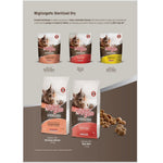 Migliorgatto Sterilized Dry cat food packages on a gray background