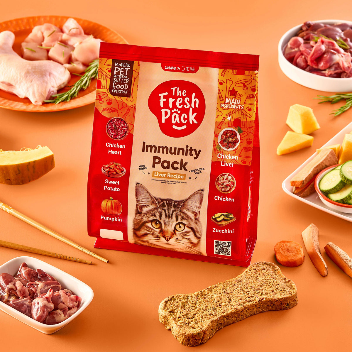 The Fresh Pack Immunity UMAMI Pack For Cats - With Chicken & Chicken Liver.