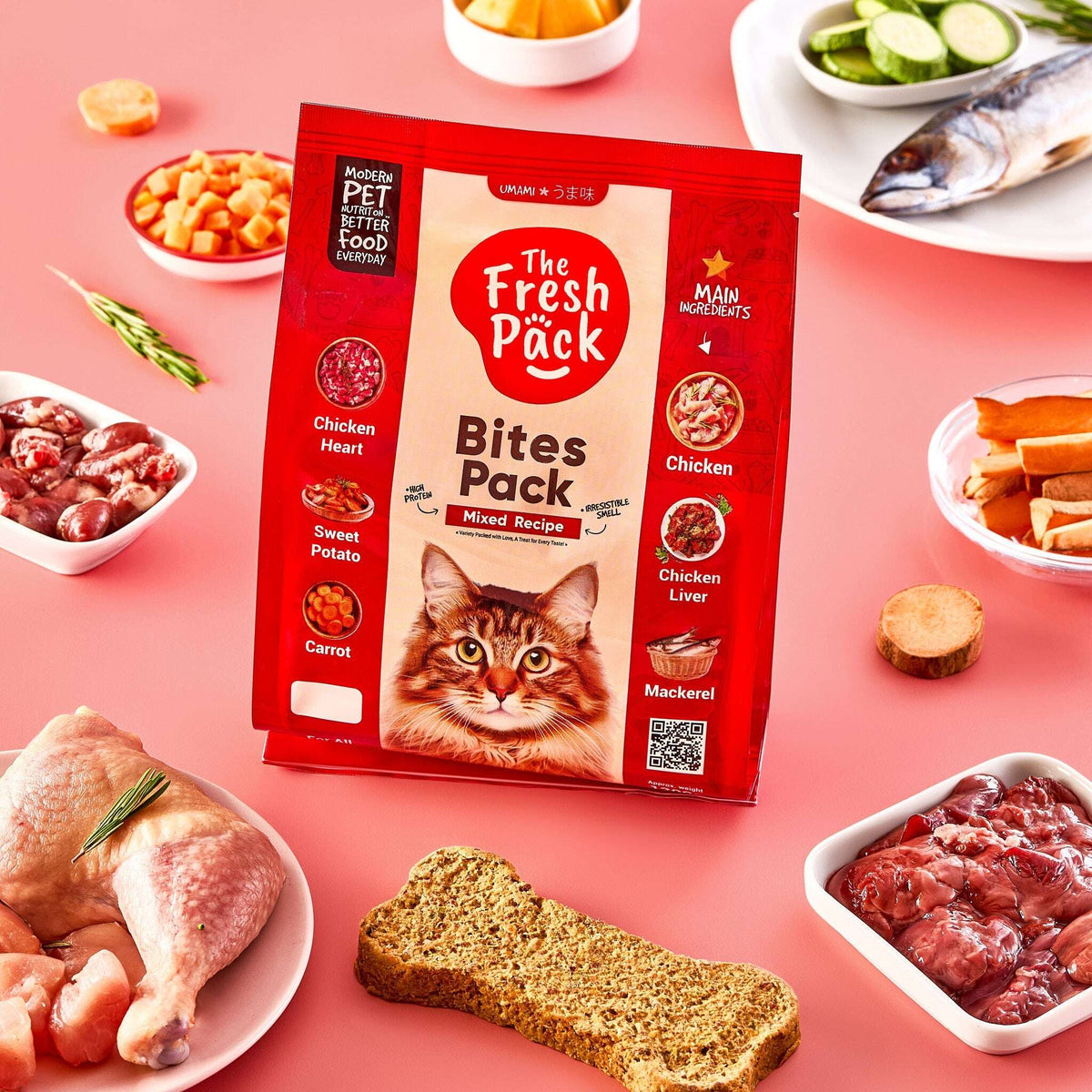 The Fresh Pack Bites UMAMIPack for cats- Mixed Flavors.