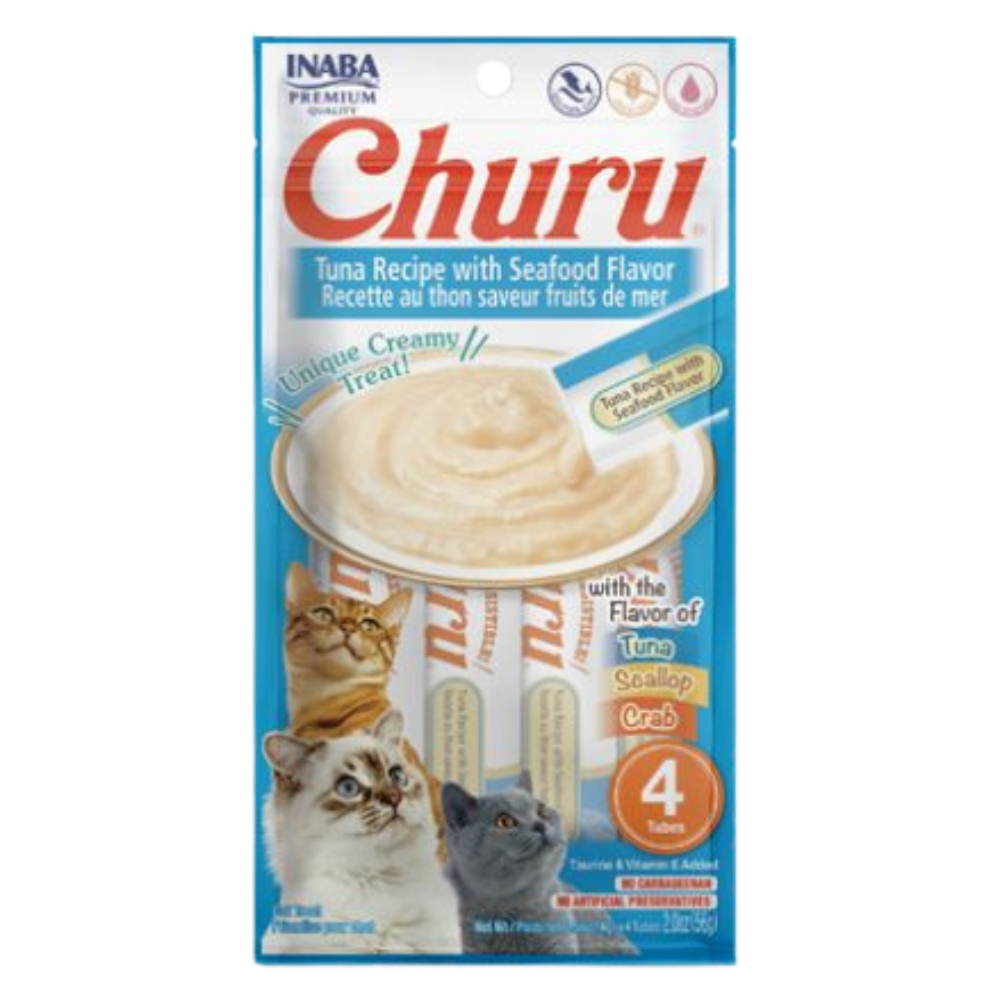 Churu Creamy Cat Treat Tuna with SeaFood 4 Tubes 56g.