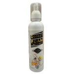 Doozy Foam bottle on a tiled floor with wooden wall background