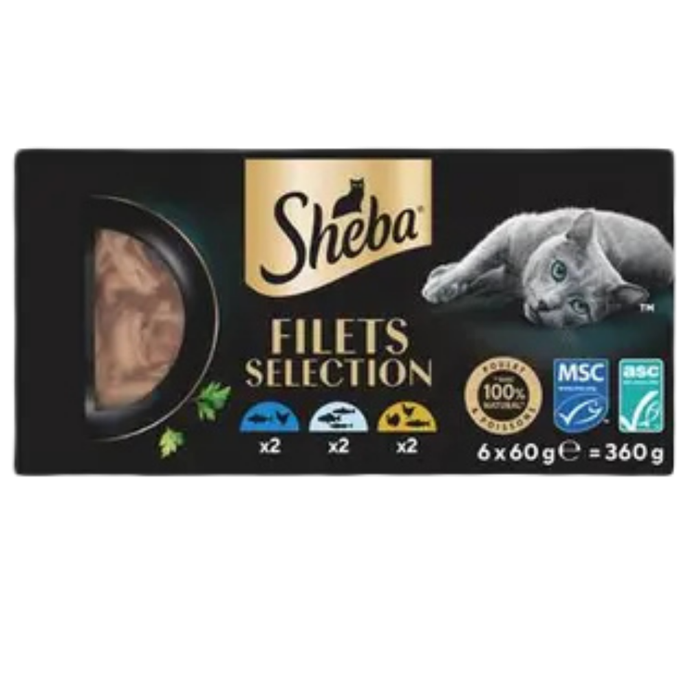 X6 Sheba Filets Selection (X2 Fish, X2 Fish & Chicken And X2 Chicken & Fish & Turkey) 6*60 g Petfast.shop Sheba Cat Exclude Exclusive Food Wet Food petfast.shop EgyptDefault Title 1699.00