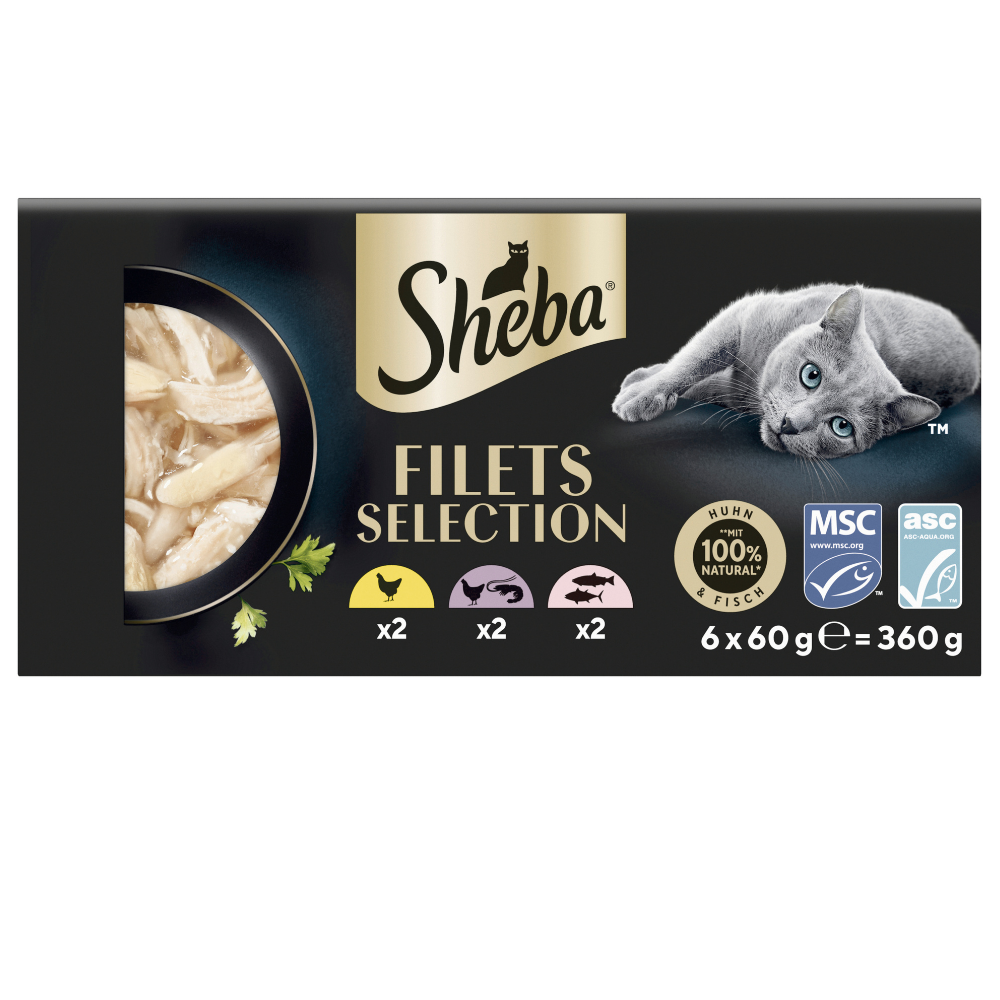 X6 Sheba Filets Selection (X2 Chicken , X2 Fish And X2 Chicken & Shrimp ) 6*60 g Petfast.shop Sheba Bundles Cat Exclude Exclusive Food Wet Food petfast.shop EgyptDefault Title 1699.00
