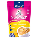 Vitakraft Soupurr Cheesy Chicken Soup pouch for cats on a white background