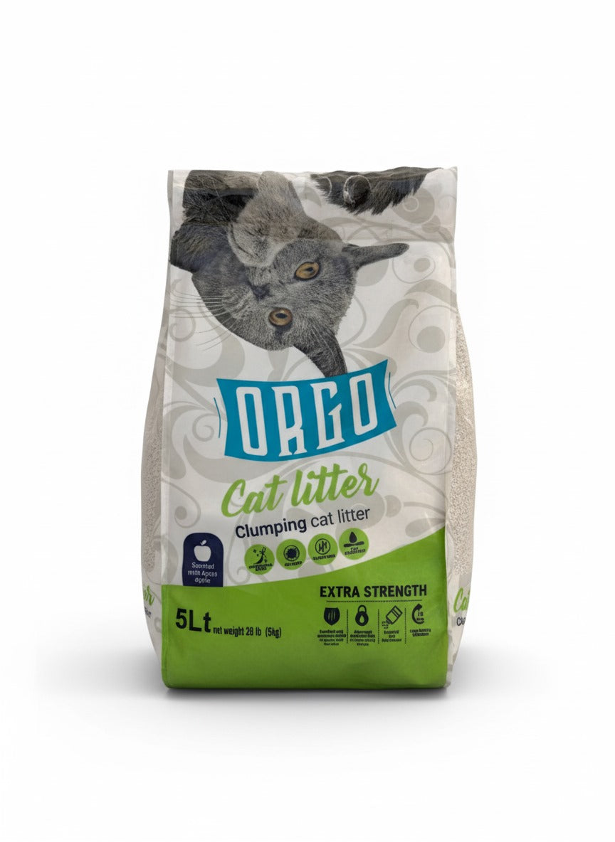 orgo white cat litter green apple 5l.