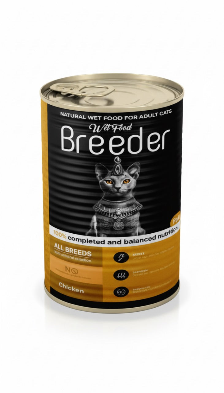 breeder pate canned food for adult cat chicken 400g.