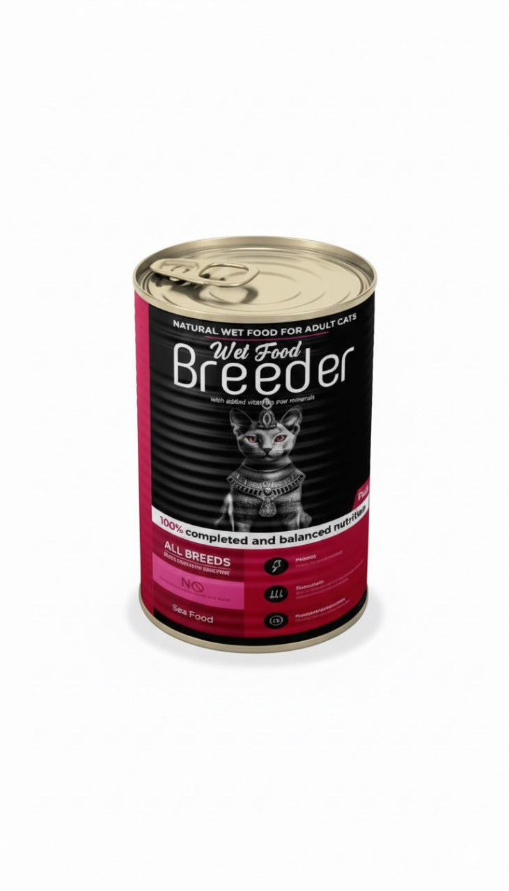 breeder pate canned food for adult cat seafood 400g.