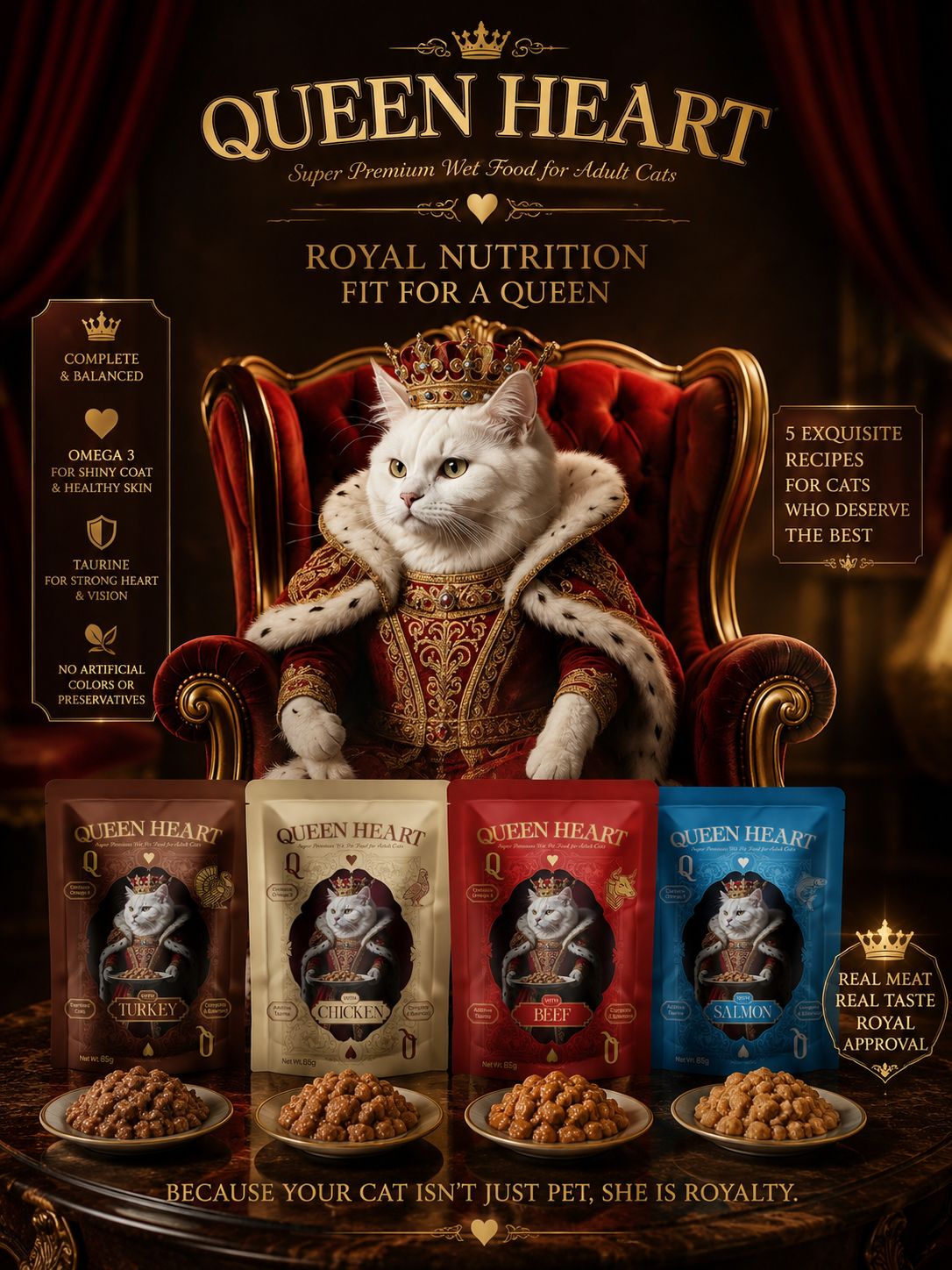Queen Heart Super premium Wet Food For Adult Cat With Turkey 85 g Petfast.shop Queen Heart Cat Food Wet Food petfast.shop EgyptDefault Title 40.00