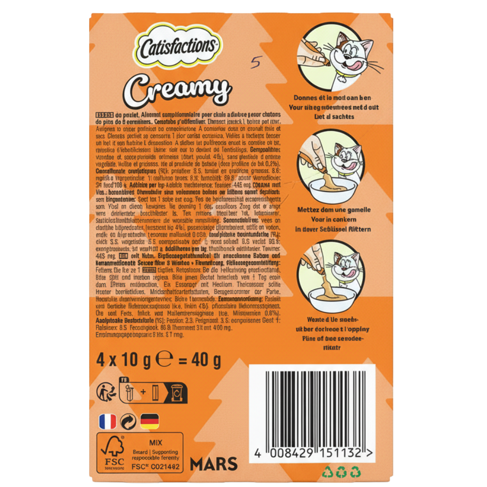 Catisfactions Creamy Treat For Cats With Chicken 4 Tubes 4*10 g Petfast.shop Catsisfactions Cat Creamy Treat Exclude Exclusive Treats petfast.shop EgyptDefault Title 275.00