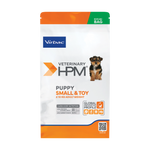 Dog food package for puppies with Virbac branding on a white background