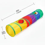 Colorful toy tunnel with dimensions on a white background