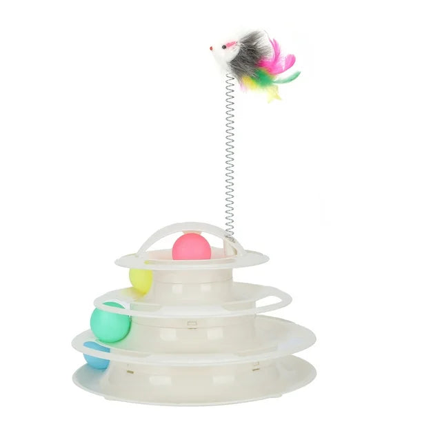 Tower Of Tracks Cat Toy 4 Level For Cats White.